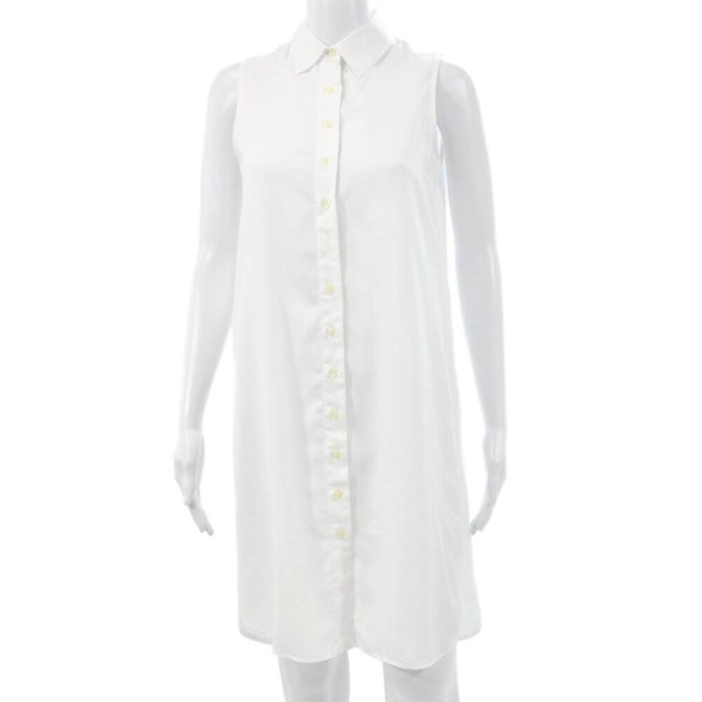 The Shirt Womens Shirt Dress White Tencel Sleeveless Button Short Size XS